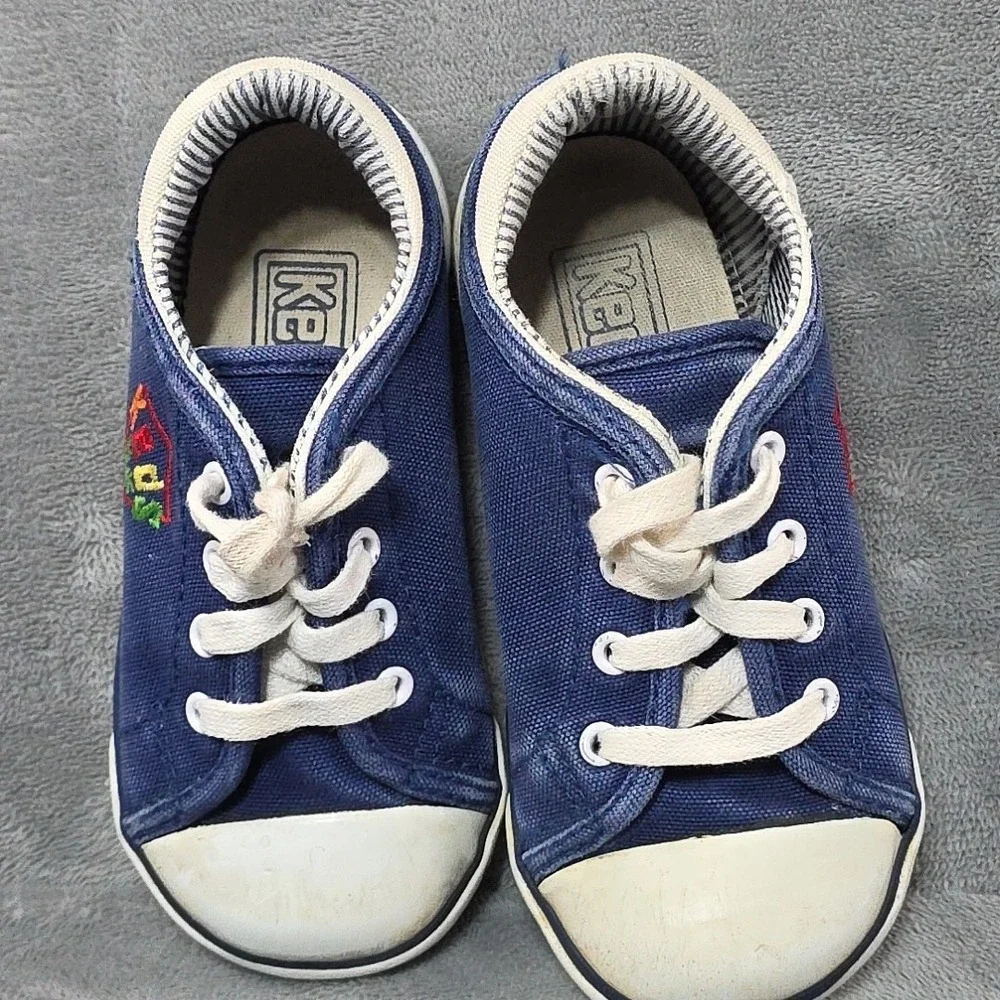 Vintage Keds‎ Kids Size 8.5 Blue Canvas Embroidered